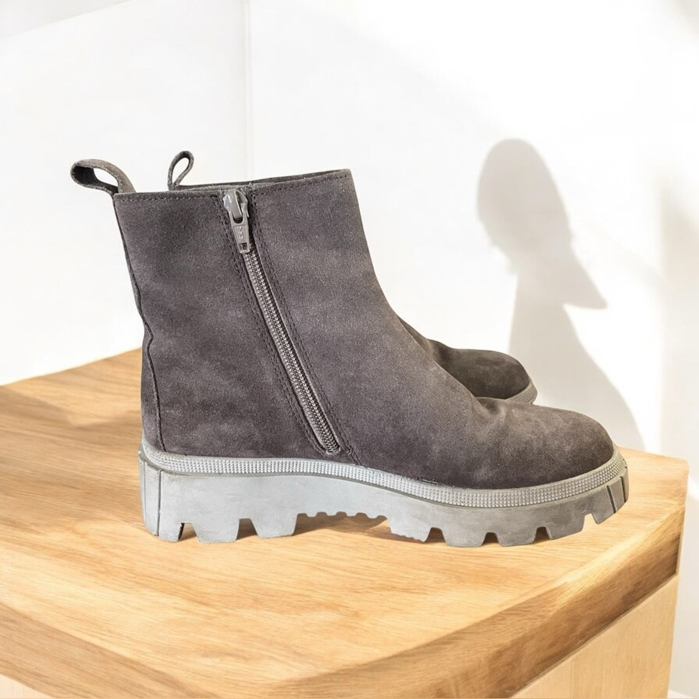 Gabor Women Ankle Boots suede leather gray Ladies Biker Removable Insole Sz: 4.5